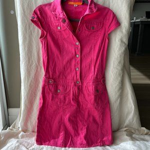 Cynthia Steffe Hot Pink Utility Shirt Dress Sz 4